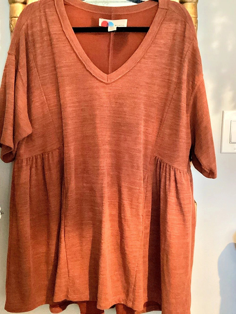 Free People Beach Women's Knit v neck Mini Dress in Rust